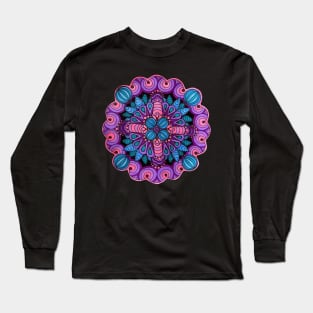 Neon Purple Mandala Long Sleeve T-Shirt